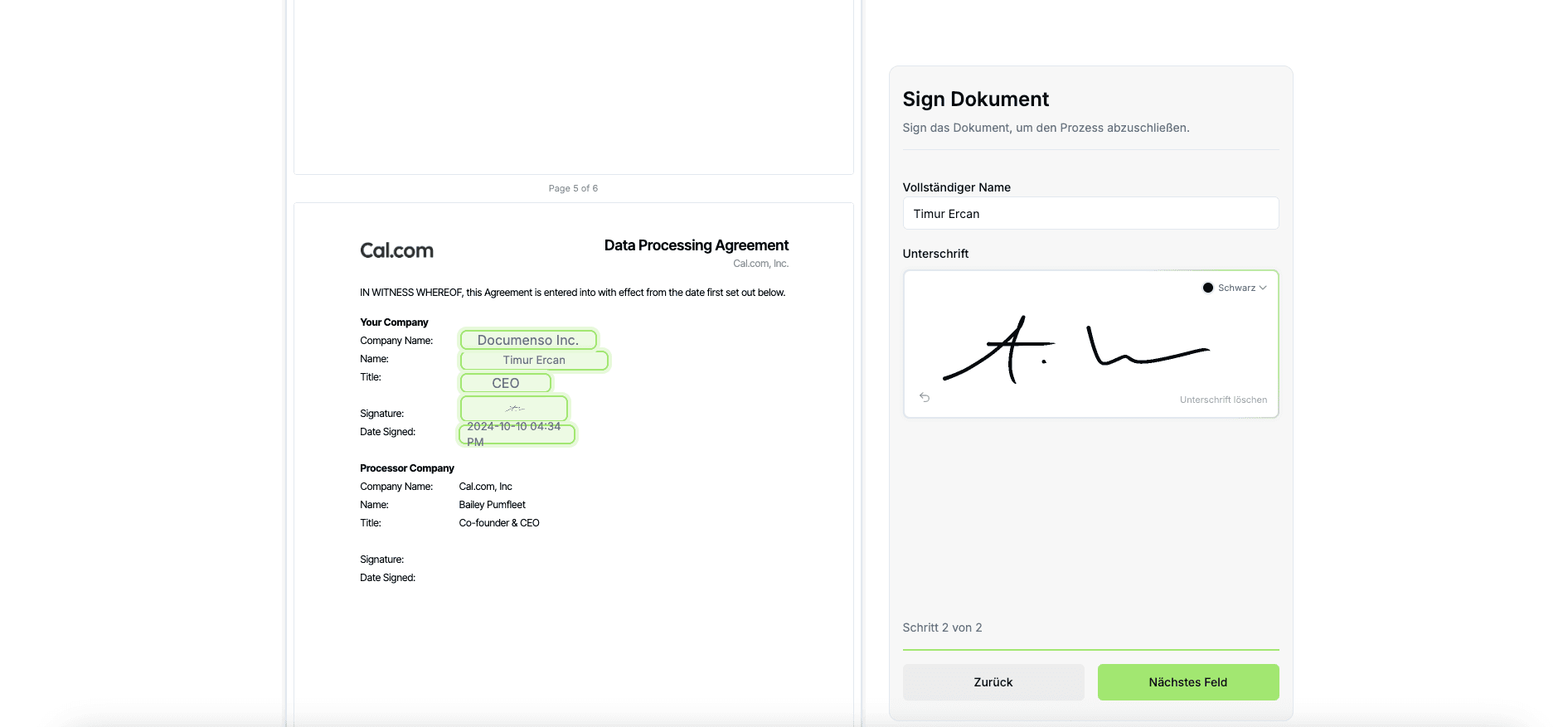 Cal.com direct link template to sign a DPA